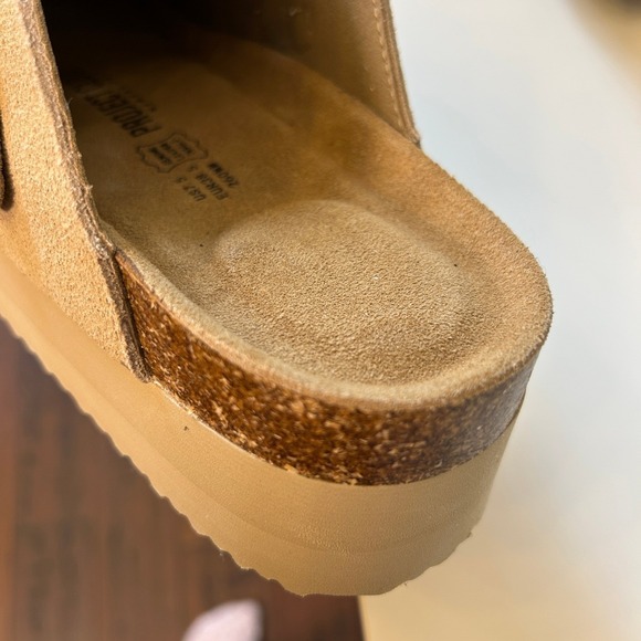 NWT Project Cloud Womens 7.5 Tan Suede Platform Clogs Double Buckle Mules - Picture 10 of 13